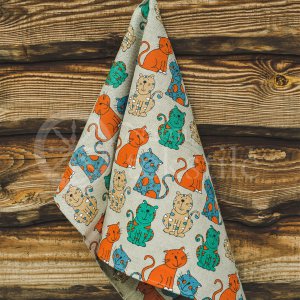 Colourful half-linen kitchen towel "Katės"